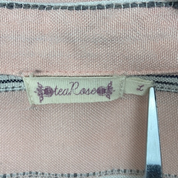 Tea Rose Women’s Pink & Grey Striped Tunic Top Sz Large - Picture 9 of 12